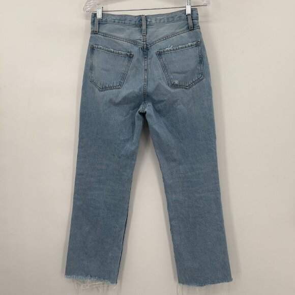 FRAME Le Jane Crop Distressed High-Rise Light wash Straight Jeans Women’s 25 - Picture 4 of 12